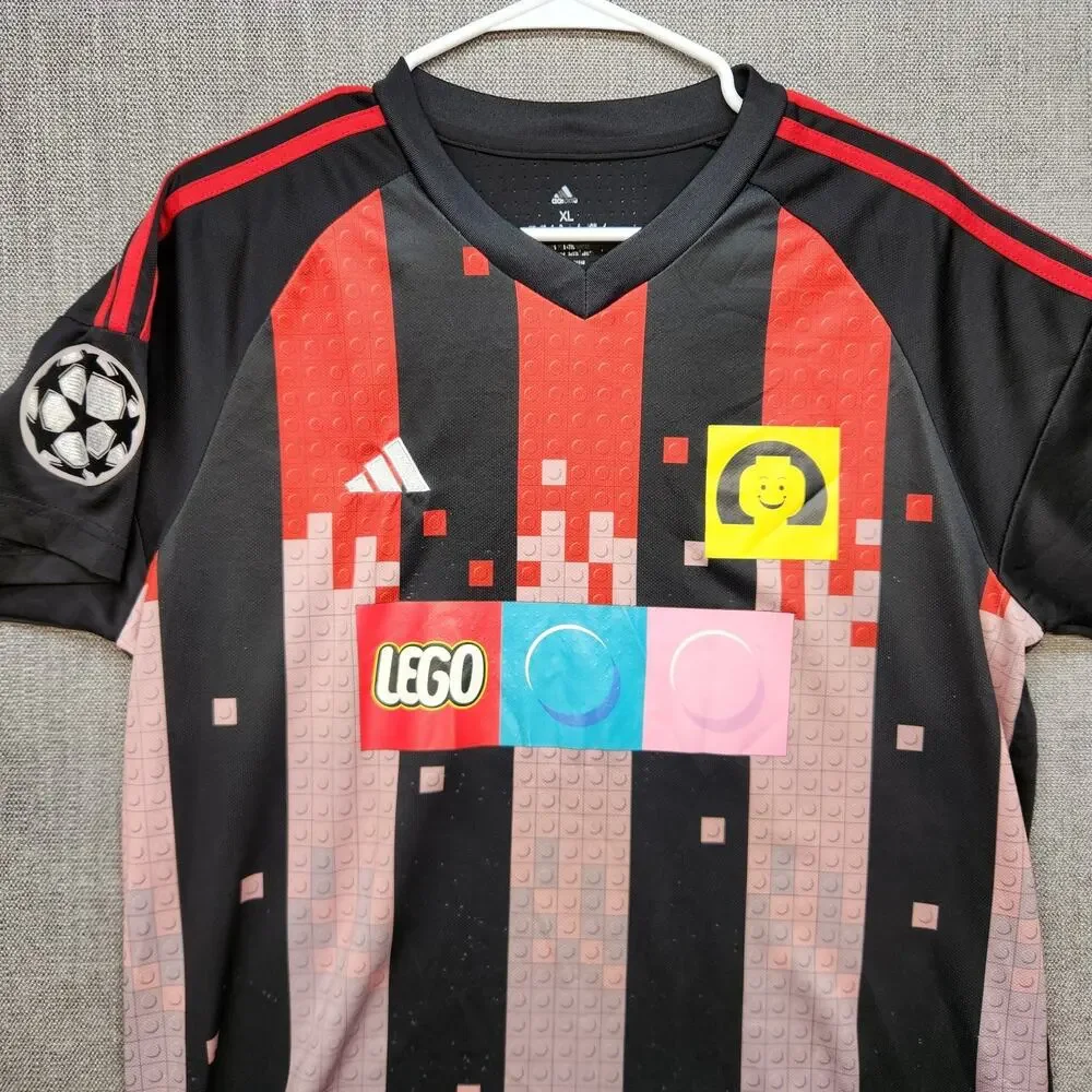 Adidas x LEGO Soccer Jersey Adult XL Black Red Brick Graphic Football Shirt